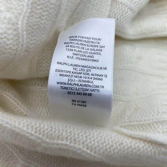 NEW Polo Ralph Lauren Sweater Womens Small Cream Cardigan Cashmere Open Front